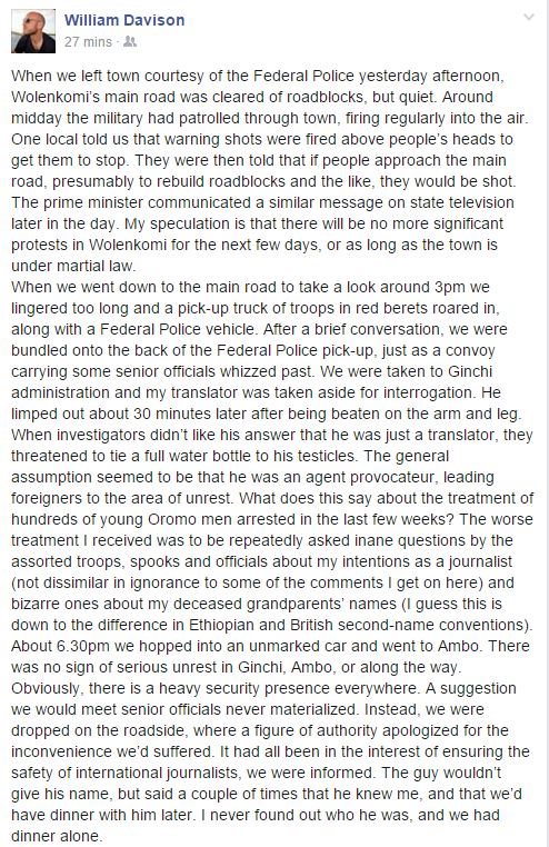William Davison Facebook post 17 Dec 2015